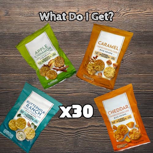 Rice Crisps Variety Pack - Multi-Grain Snack Bags Assortment - 30 Count Healthy, Low Calorie Snack Box for Adults and Kids Assembled by Bussin Boxes