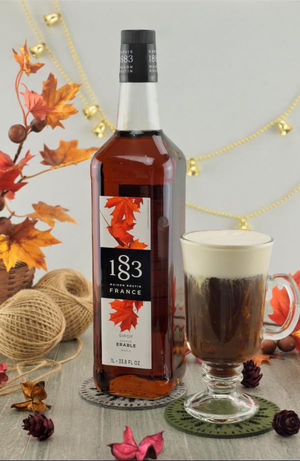 1883 Maple Syrup for Drinks, Made in France, 1 Liter Glass Bottle