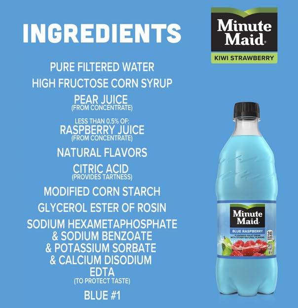 Minute Maid Blue Raspberry 20 oz Bottles, Pack of 24