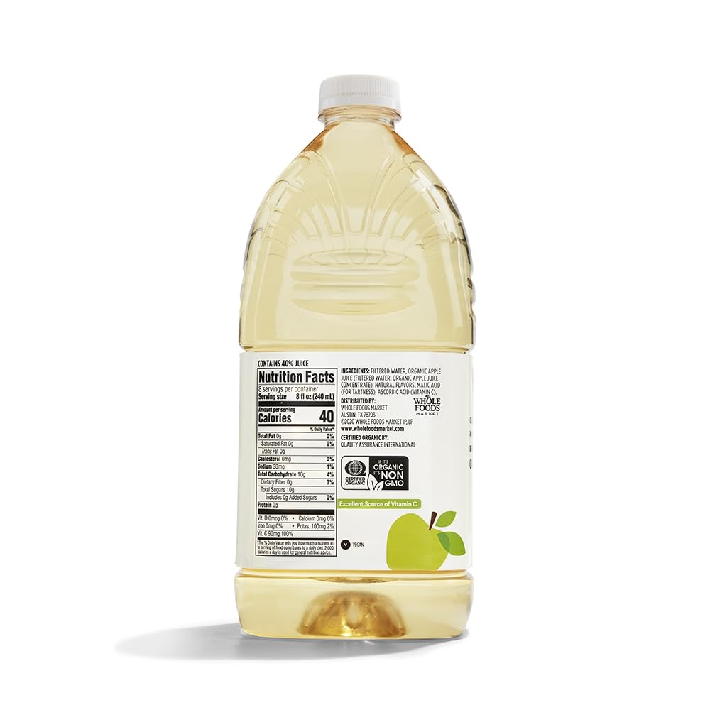 365 by Whole Foods Market, Organic Reduced-Sugar Apple Juice, 64 Fl Oz