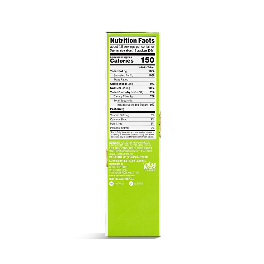 365 by Whole Foods Market, Rosemary Sea Salt Almond Flour Crackers, 5 Ounce