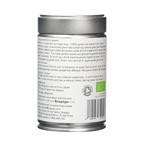 teapigs Organic Matcha Tea Tin, 80 Gram