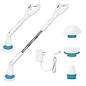 Electric Spin Scrubber Cleaner Brush: 360 Cordless Shower Scrubber Power Bathroom Scrubber with 3 Multi Purpose Replaceable Cleaning Brush Heads & 1