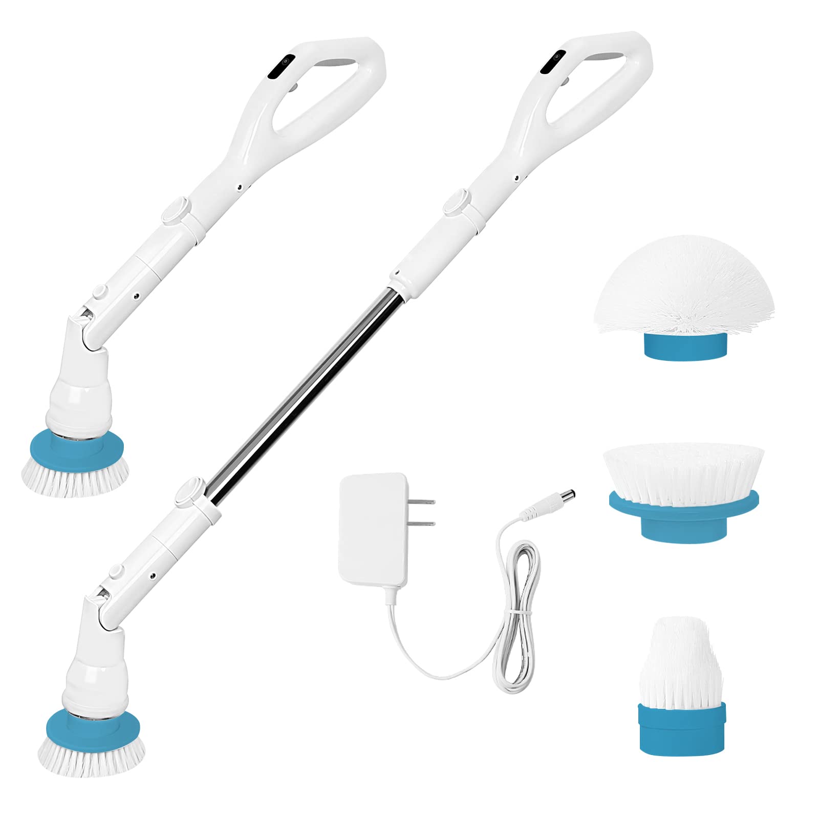 Electric Spin Scrubber Cleaner Brush: 360 Cordless Shower Scrubber Power Bathroom Scrubber with 3 Multi Purpose Replaceable Cleaning Brush Heads & 1