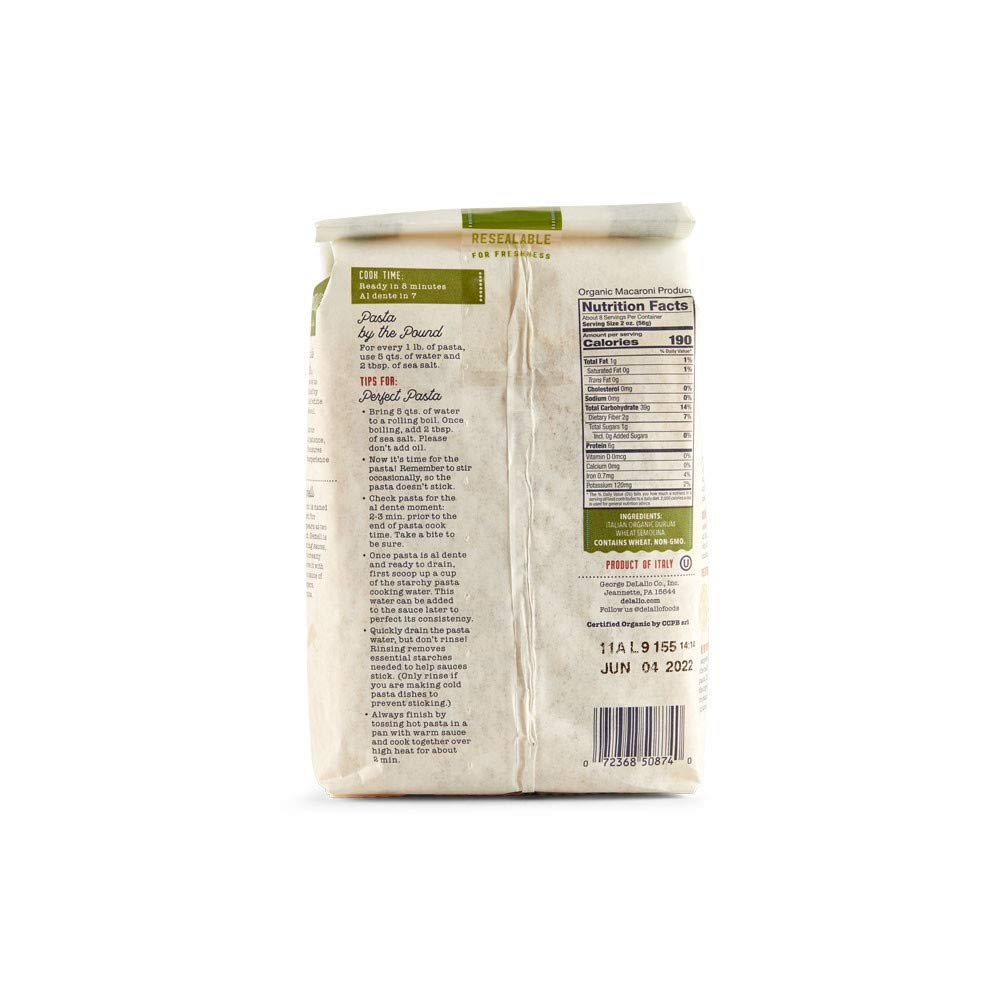 Delallo, Pasta Gemelli Organic, 16 Ounce