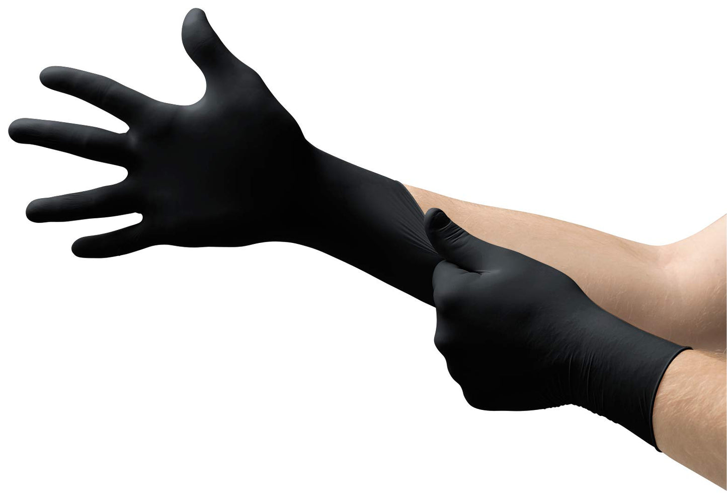Ansell Microflex Onyx N64 Nitrile Gloves - Disposable, Non-Latex, Textured, Black, Size Large (pack of 100)