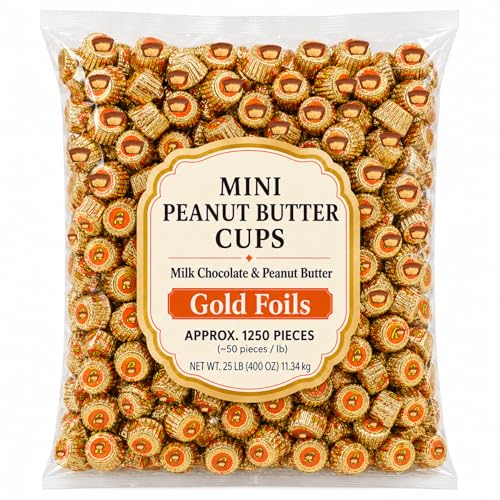 Miniature Milk Chocolate Peanut Butter Cups Individually Wrapped Bite Size Candy Bulk (25 lb)