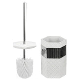 Creative Scents Quilted Mirror Bathroom Toilet Brush Set - White Toilet Bowl Brush and Holder - Good Grip Toilet Bowl Cleaner Brush and Holder