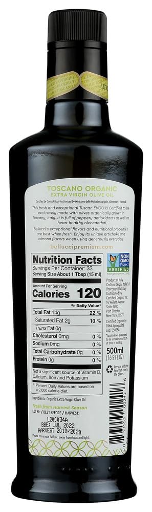 Bellucci Premium 279772 500 ml Olive Toscanco Organic Oil, Pack of 6