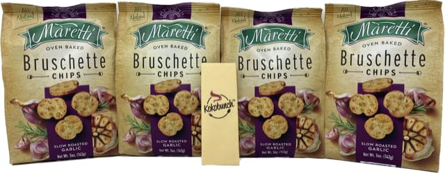 All Natural Bruschette Bruschetta Vegan Cracker Bruschettini Chips 4 PACK (5oz, Roasted Garlic)