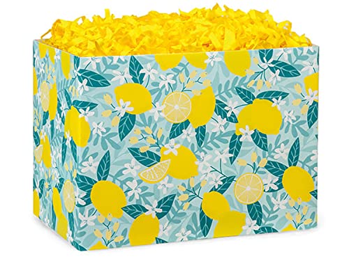 Pack of 6, Lemon Blooms Basket Box, Large 10.25x6x7.5" for Celebration, Party, Holiday, Birthday and Events, Made in USA