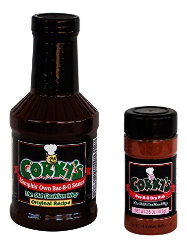 Corky's Barbecue Starter Bundle - 2 Items - 1 Bottle Original Recipe Bar-B-Q Sauce, 1 Jar of Bar-B-Q Dry Rub by Corky's