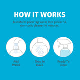 Dazz Window and Glass Cleaner Starter Kit (1 Reusable Spray Bottle, 2 Refills) Natural Cleaning Tablets - Streak Free, Eco Friendly, Non Toxic - Safe