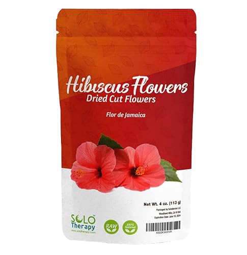 Hibiscus Dried Cut Flowers , 4 oz , Te De Jamaica , Flor De Jamaica , Hibiscus Tea , Resealable Bag , Product From Egypt , Packaged in the USA (4 oz.)