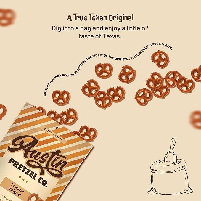 Lonestar Original Pretzels - 4 Oz Gourmet Bite-Sized Snacks Coated in Rich Butter Toffee - Perfect for Sharing or Indulging (Pack of 4)