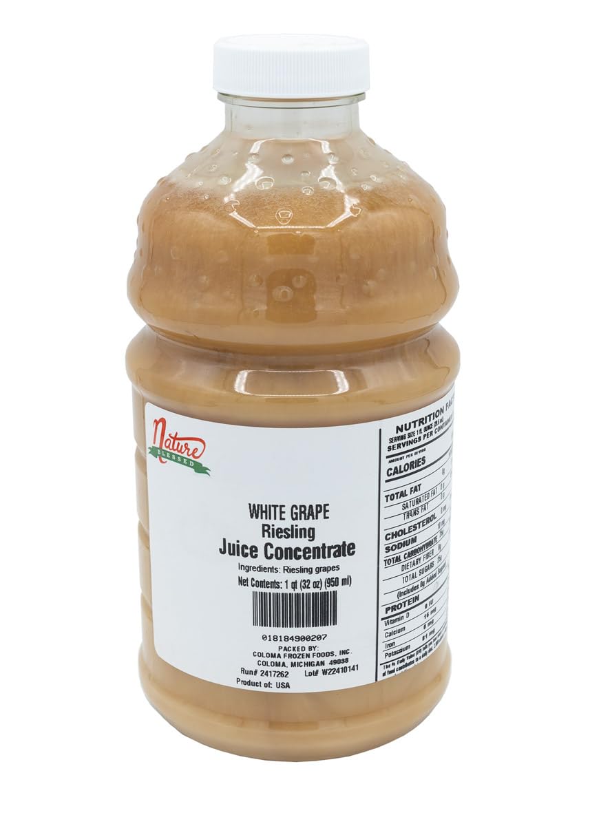 Nature Blessed 100% Pure Riesling White Grape Concentrate - 1 Quart (1/32 fl oz bottle), Applications: Home Wine Making, Beer Brewing, Distilling