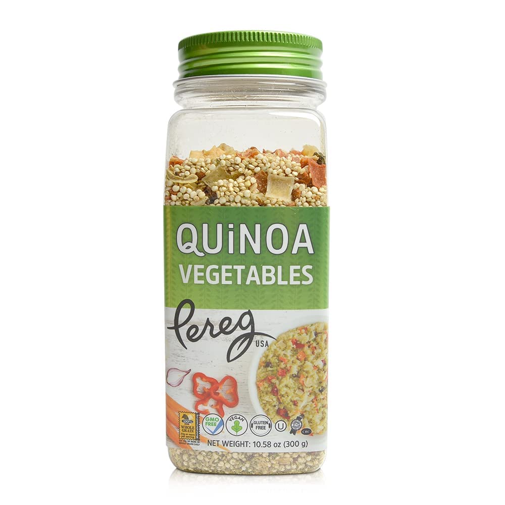 Pereg Quinoa with Dehydrated Vegetables & Herbs, (10.58 Oz x 6 Pack) Quinoa Grains - Gluten-Free, Non-GMO & Vegan Rice & Pasta Alternative Complete Protein Source & Superfood Pre-Washed & Seasoned