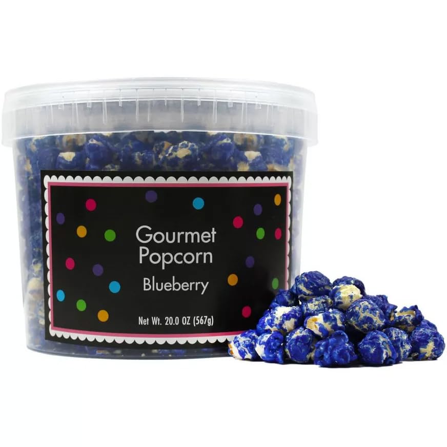 Blue Popcorn Bucket with Scoop, 20 Ounce, Blueberry Flavored, The Hampton Popcorn & Candy Company