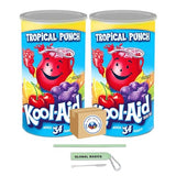 Global Basics Kool Aid Tropical Punch Flavored Powdered Drink Mix | Pack of 2 | 82.5 oz Per Canister - 165 oz TOTAL | Includes A Global Basics