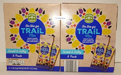 Southern Grove On The Go Trail Mix Sweet & Salty 8 Pack 12oz 340g (Two Boxes)