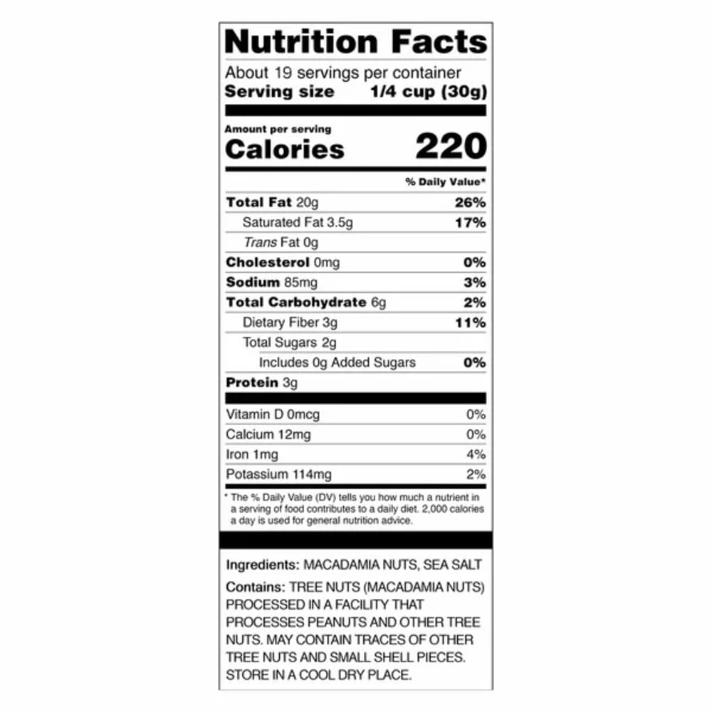 Hawaiian Macadamia Nut Company Premium Whole Kernel Macadamia Nuts, Dry Roasted with Sea Salt, 100% Hawai'i-Grown - Buttery Smooth Crunch, Sustainably