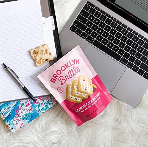 Brooklyn Brittle Lemon Cranberry Italian Cookie Brittle - Light, Crunchy & Refreshing Gourmet Snack - Sweet & Tart Baked Treats - Perfect for Tea