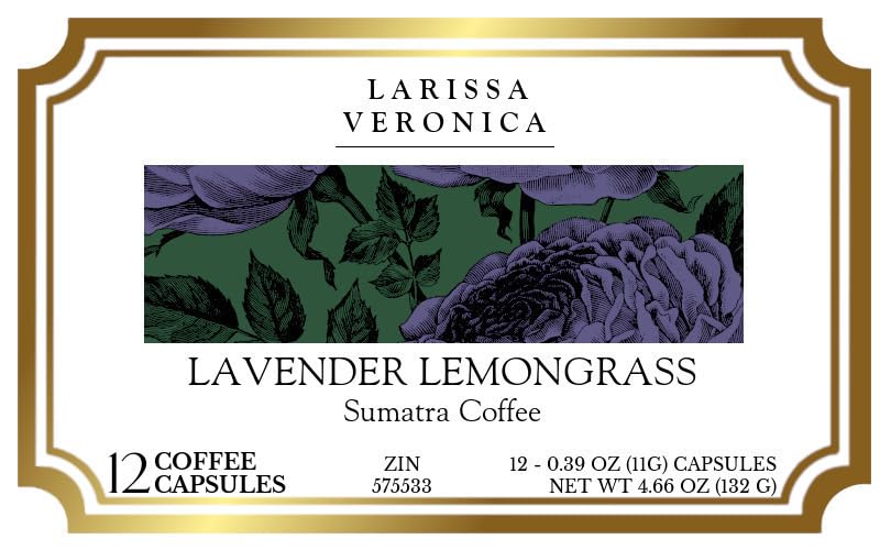 Lavender Lemongrass Sumatra Coffee (Single Serve K-Cup Pods) (Gourmet, Naturally Flavored, Whole Coffee Beans) (12 pods, ZIN: 575533) - 2 Pack