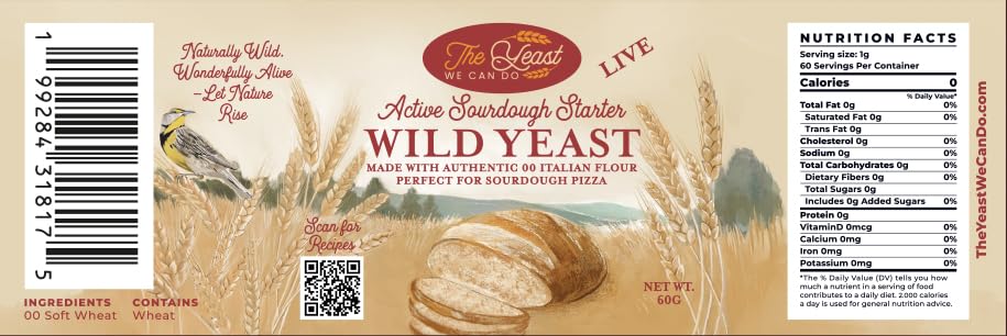 The Yeast We Can Do Live Sourdough Starter Kit with Backup - 100g Active Wild Yeast + 3 Dehydrated Starter Packs (Never Lose Your Starter) - Easy