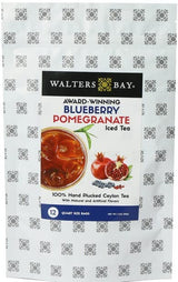 Walters Bay Blueberry Pomegranate Iced Tea, 12 Count, Quart Sized Tea Bags, Ceylon Black Tea, Unsweetened, Wild Blueberry Pomegranate Flavor, 100%