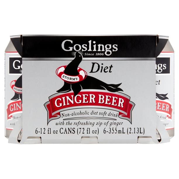 Gosling's Diet Stormy Ginger Beer, 12oz (Pack of 12) | Non-alcoholic soft drink with the refreshing zip of ginger, 0 calorie, 0 sodium, 0
