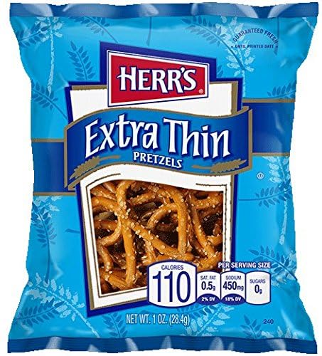 Herr's Extra Thin Pretzels, 1 Ounce (Pack of 36 Bags) - Light and Crispy Pretzels Baked for Maximum Crunch - Perfect for Snacking and Pairing