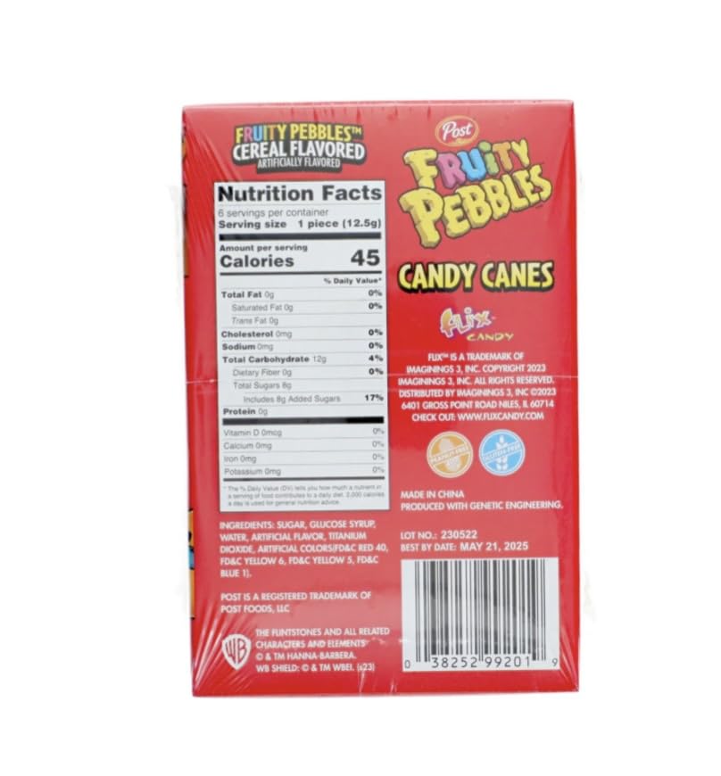 Post Fruity Pebbles, Pebbles Cereal Candy Canes - 2.64oz/6ct (3)