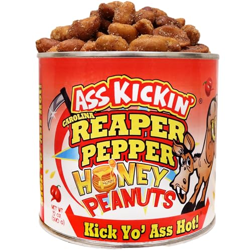 ASS KICKIN’ Carolina Reaper Spicy Hot Peanuts - 12oz - Ultimate Spicy Gourmet Gift Peanuts - Try if you dare!