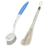 2 Pack Kitchen Scrub Brush, 2 in 1 Water Bottle Brush with Removable Straw Cleaner Dish Scrub Brush with Scraper Tip for Dishes, Pans, Bottle, Cups