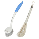 2 Pack Kitchen Scrub Brush, 2 in 1 Water Bottle Brush with Removable Straw Cleaner Dish Scrub Brush with Scraper Tip for Dishes, Pans, Bottle, Cups