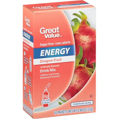 Great Value Energy Drink Mix Variety Bundle, 0.88-1.13 oz box with 10 Drink Packets (Pack of 4) includes 1-Box Blueberry Acai + 1-Box Wild Strawberry