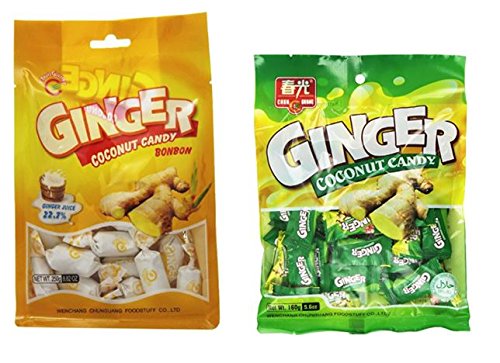 Chun Guang candy, Ginger/Coconut, Bonbon 8.82 Ounce & Ginger Coconut Candy, 5.6 Ounce (Pack of 2)