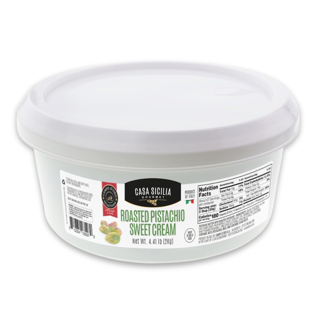 Casa Sicilia Gourmet Roasted Pistachio Sweet Cream Italian Pistachio Dessert Spread Bulk, Made in Italy Premium Nut Cream for Pastry Baking Gelato