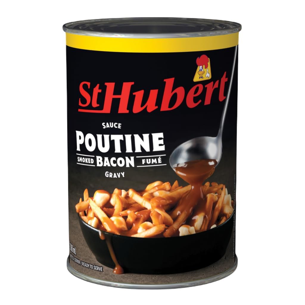 St Hubert Smoked Bacon Ready To Serve Poutine Gravy, 13.5 Ounce Cans (Pack of 3) {Imported from Canada}