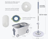 Michao Spin Mop Bucket Deluxe 360 Spinning Floor Cleaning System with 6 Microfiber Replacement Head Refills,62" Extended Handle,4X Wheel for Home