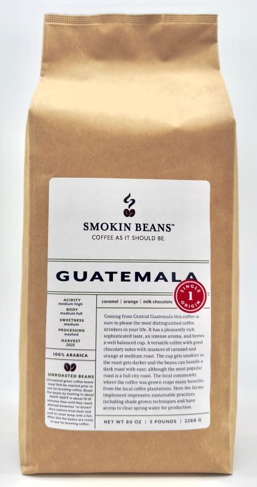 5-Pound Guatemala Washed Processing, Unroasted Green Coffee Beans, Fresh Current Crop Specialty Grade, Roast the Beans Yourself at Home on Your