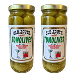 Old South Tomolives Pickled Green Tomatoes (2 Pack, 16 oz each) bundled with 4 count Lara's Gourmet Passion coasters