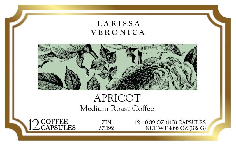 Apricot Medium Roast Coffee (Single Serve K-Cup Pods) (Gourmet, Naturally Flavored, Whole Coffee Beans) (12 pods, ZIN: 571192) - 2 Pack