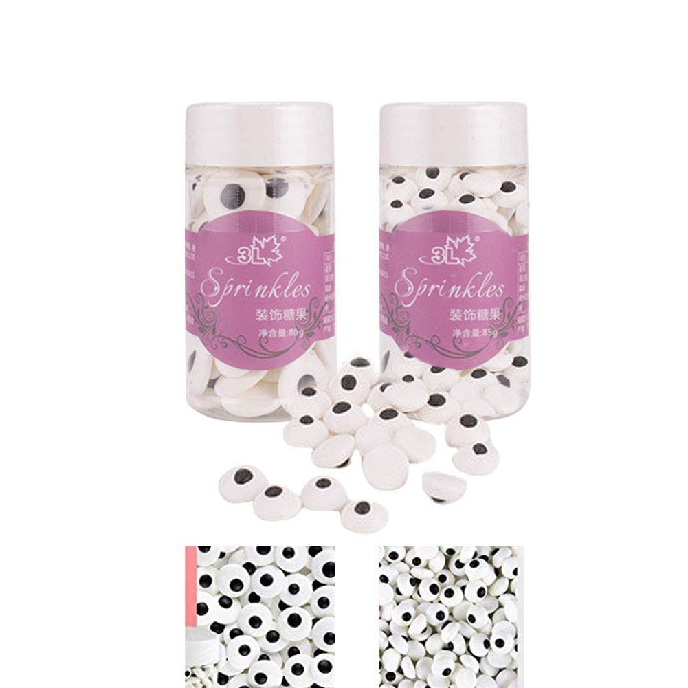2 Bottles Candy Eyeballs Eyes Cake Cupcake Toppers Cookie Decorations,Two Size Mixed,Sweet Personalities Edible Candy For HALLOWEEN Cake Cupcakes