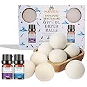 Haven Wool Dryer Balls with Essential Oils - 6-Pack Natural Reusable Laundry Balls with Lavender & Ocean Scents - Eco-Friendly Fabric Softener