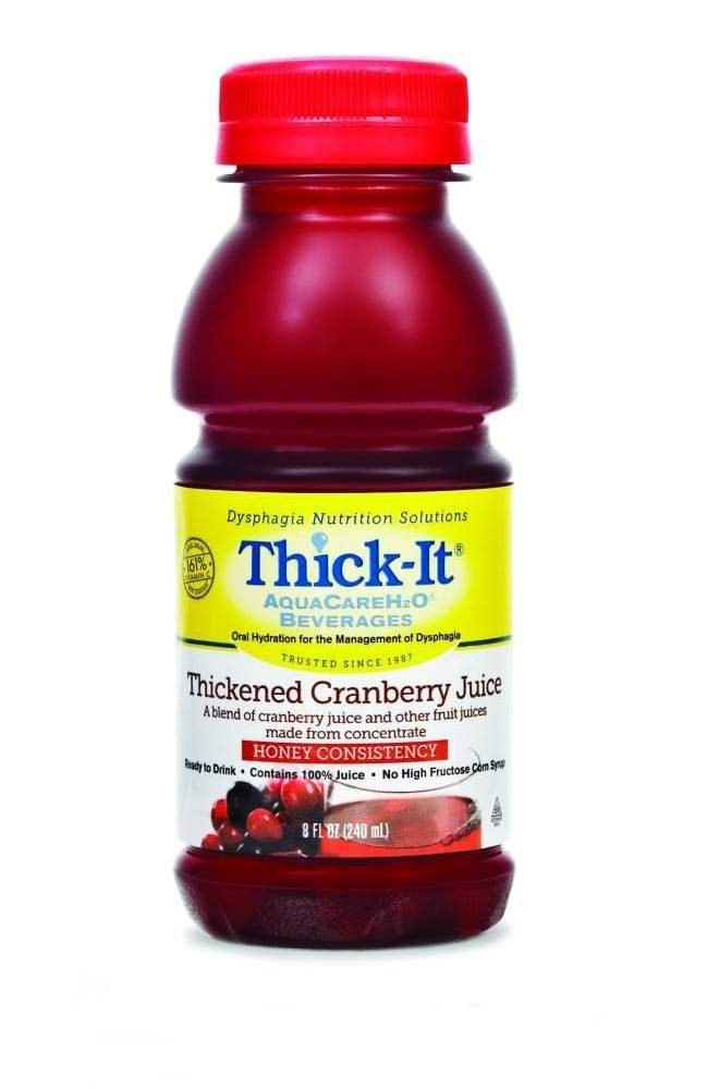 Thick-It AquaCare H2O: Pre-Thickened Cranberry Juice, Honey-thick liquid, (1 Case: 24 x 8 oz. Bottles)