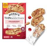 Nonni's THINaddictives Cranberry Almond Nut Cookies, Sweet Crunchy & Chewy Crisps, Individually Wrapped, Kosher Snack, Perfect with Coffee, 6 Packs