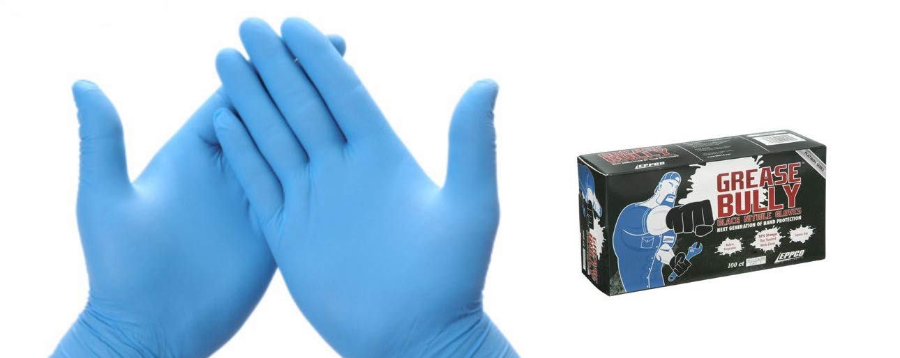 Grease Bully Nitrile Gloves - Powdered - Textured - Blue - 6mil - Case of 1000 Gloves - 10 Boxes (Small)