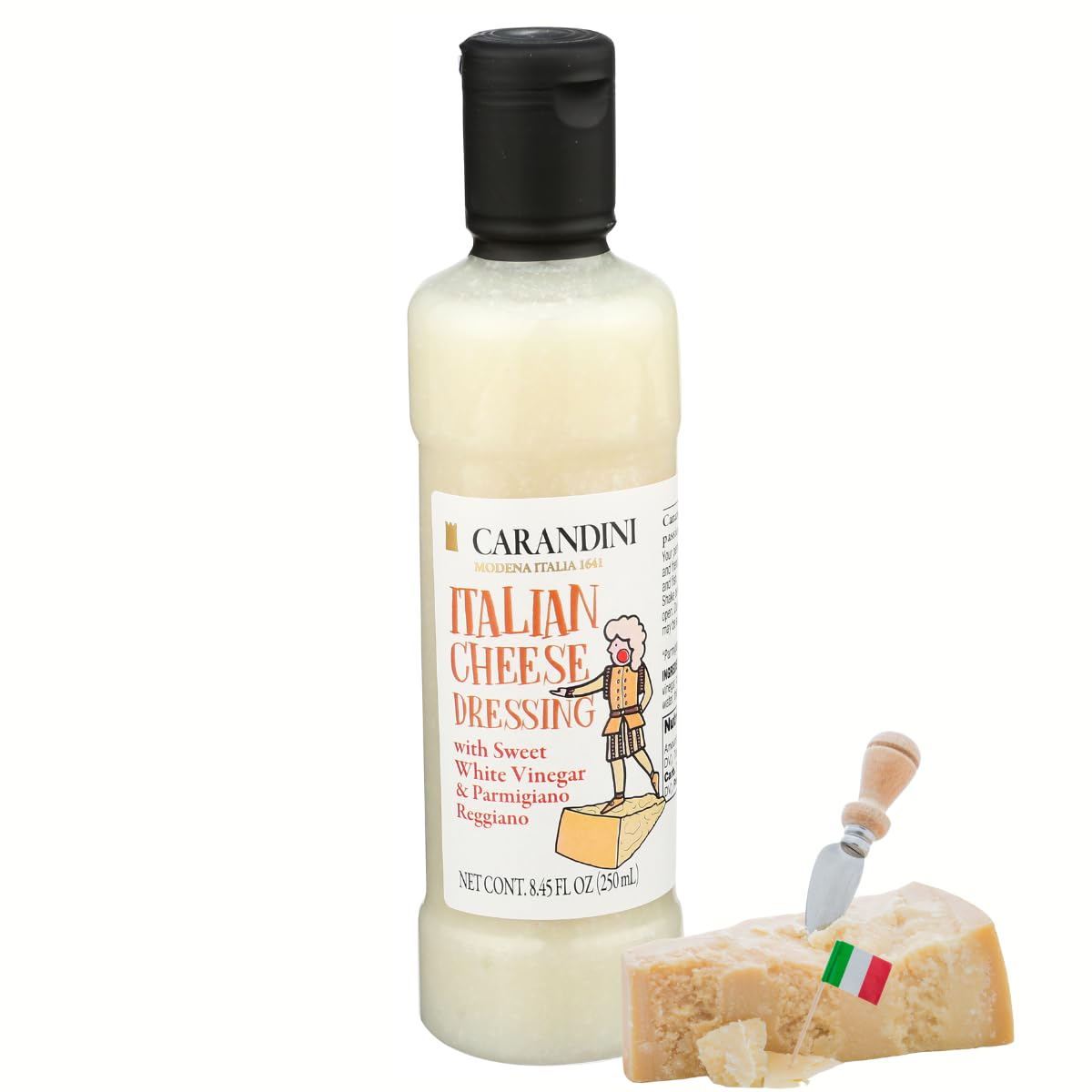 Carandini Italian Cheese Dressing with Sweet White Vinegar & Parmigiano Reggiano DOP - Gourmet, Gluten-Free, Light & Creamy, Sweet & Tangy Flavor
