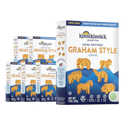 Kinnikinnick Gluten Free KinniKritters Graham Style Animal Cookies, 8 oz Box (Pack of 6) Allergy Friendly, Vegan, Kosher